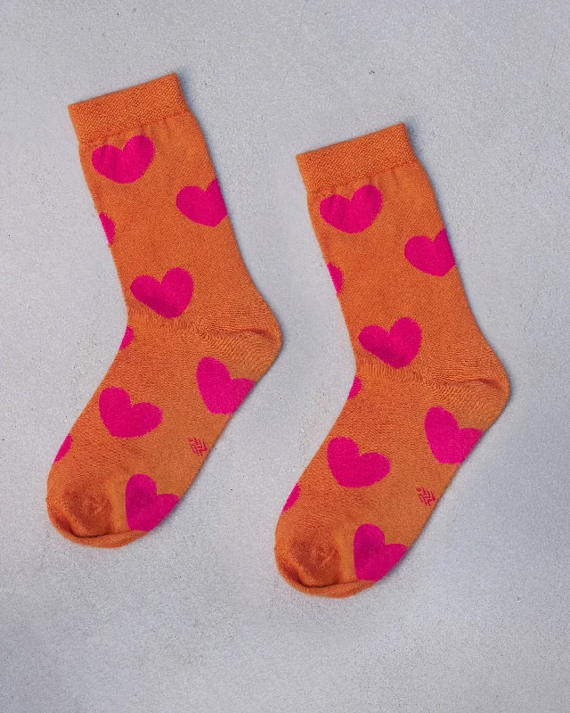 Happy Heart Socks - Orange & Fuchsia Beach