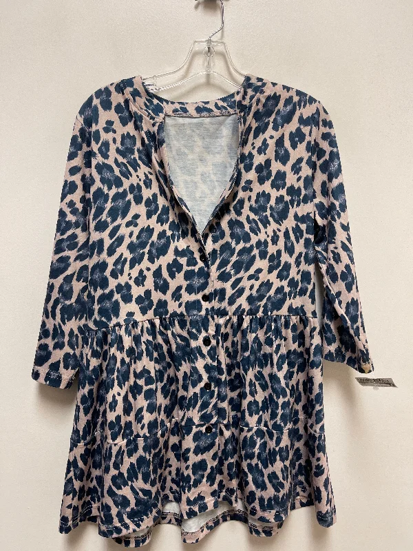 Tunic Long Sleeve By Clothes Mentor In Animal Print, Size: M Bohemian Men's Free