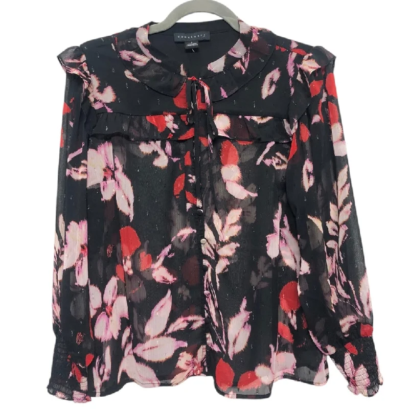 Top Long Sleeve By Sanctuary In Black & Pink, Size: S Modern Men's 