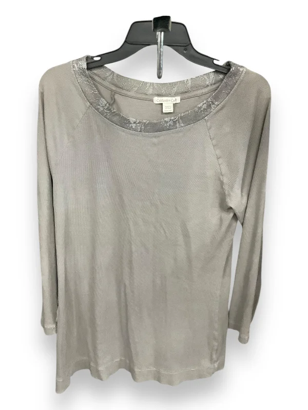 Top Long Sleeve By Coldwater Creek In Grey, Size: L Cool Men's Distressed
