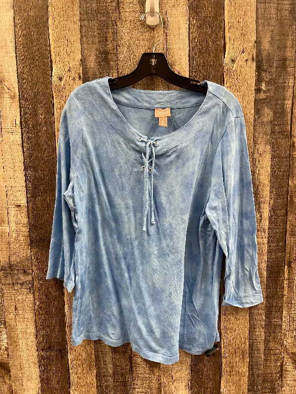 Top 3/4 Sleeve By Chicos In Blue, Size: L Sporty Men's Tennis