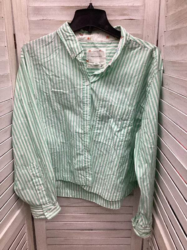 Top Long Sleeve By American Eagle In Striped Pattern, Size: L Streetwear Style
