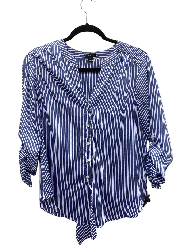 Top Long Sleeve By Ann Taylor In Blue, Size: S Laid
