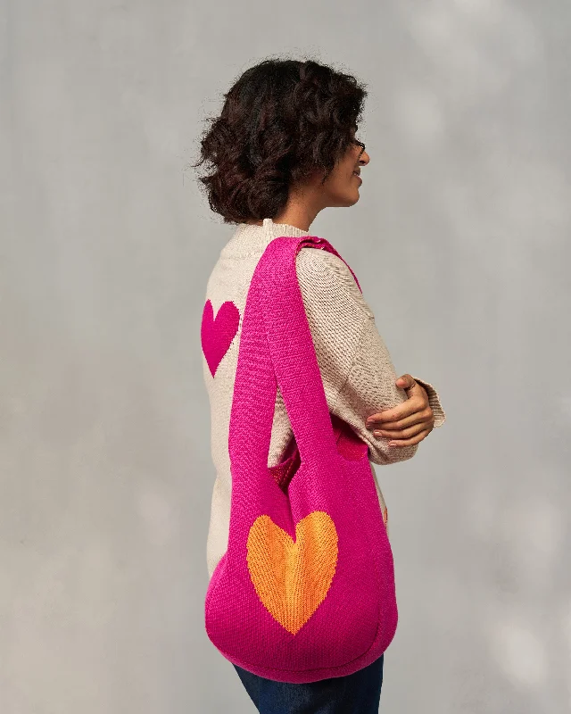 Knitted Heart Bag - Fuchsia Sophisticated Men's 