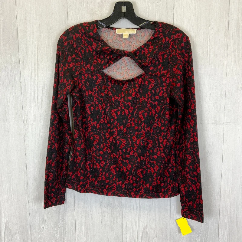 Top 3/4 Sleeve Basic By Michael By Michael Kors In Black & Red, Size: Xs Hip Men's Retro
