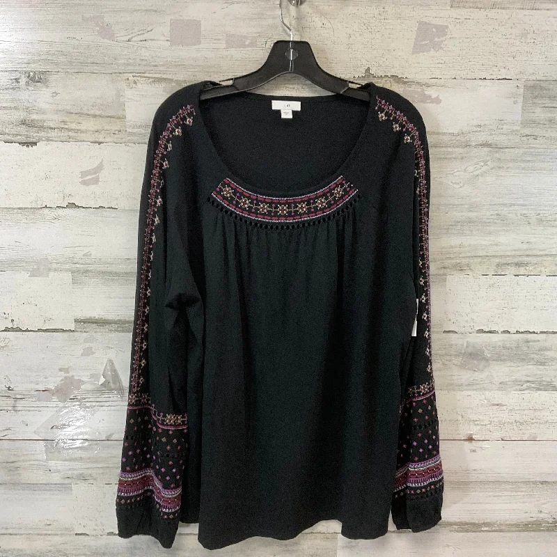 Top Long Sleeve By J. Jill In Black, Size: Xl Casual Men's Short