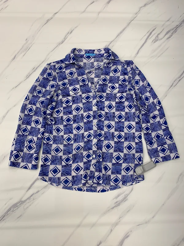 Top Long Sleeve By J Mclaughlin In Blue, Size: Xs Modern Men's Geometric