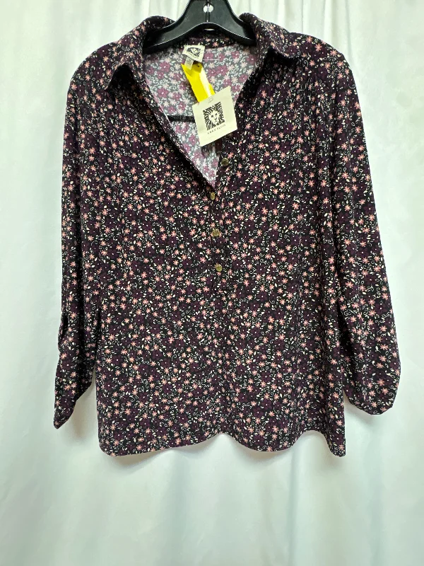 Top Long Sleeve By Ann Marino In Purple, Size: M Stylish Men's Tropical 