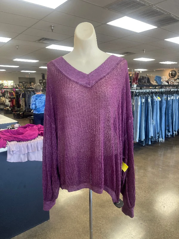 Top Long Sleeve By We The Free In Purple, Size: M Gym