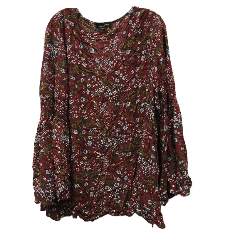 Red Top Long Sleeve By Suzanne Betro, Size: 2x Tough Men's Tactical