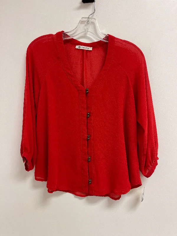 Top Long Sleeve By Impeccable Pig In Red, Size: S Sleek Men's Metallic