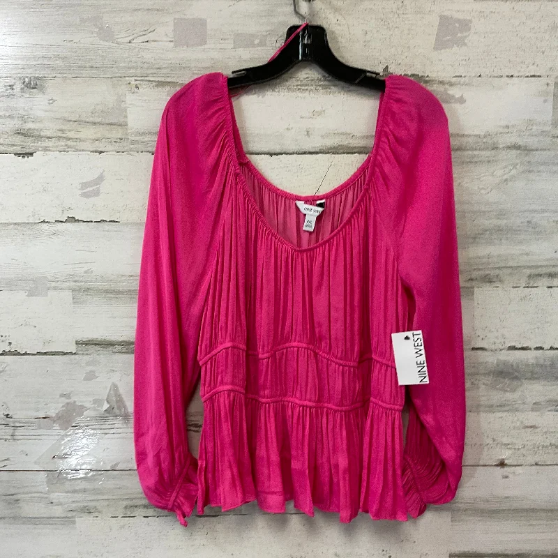 Top Long Sleeve By Nine West Apparel In Pink, Size: Xxl Practical Men's Quick