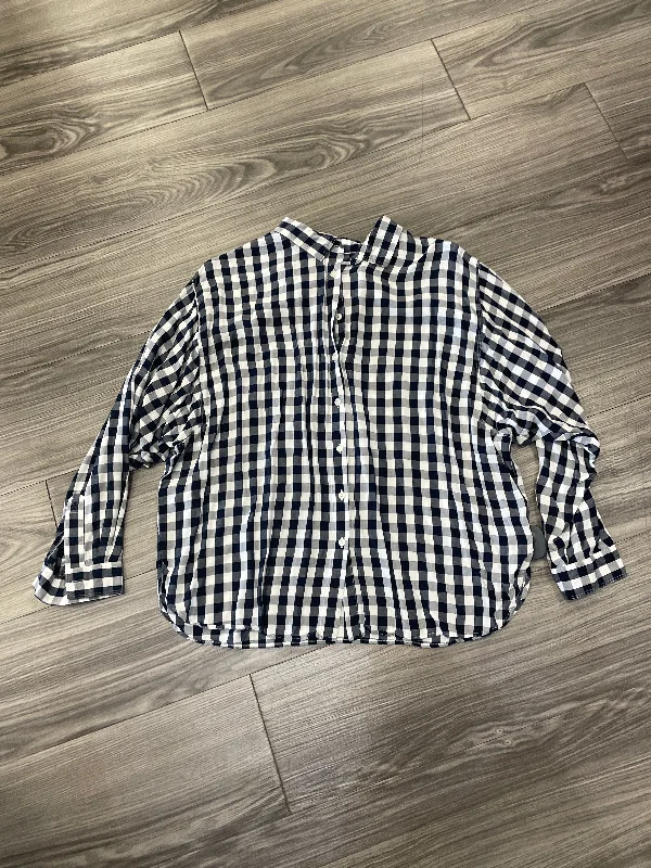 Top Long Sleeve By Loft In Blue & White, Size: Lp Stylish Men's Neon