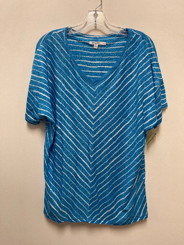 Top Long Sleeve By Chicos In Blue & White, Size: L Bold Men's Animal