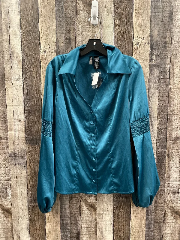 Top Long Sleeve By Bisou Bisou In Teal, Size: L Dynamic Men's Moto
