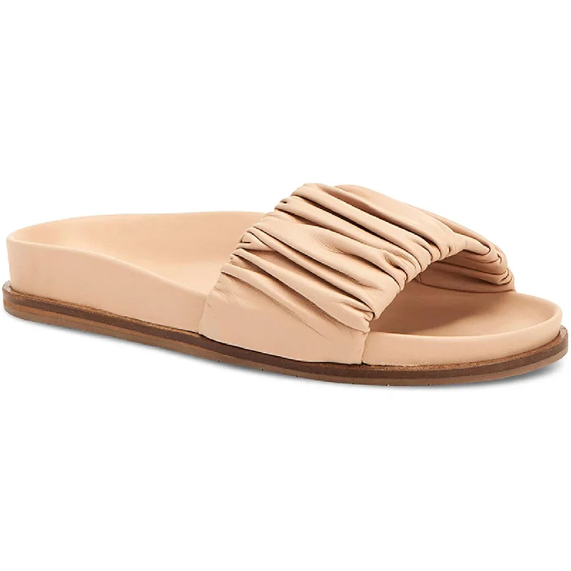 Aquatalia Womens Iva Leather Footbed Slide Sandals