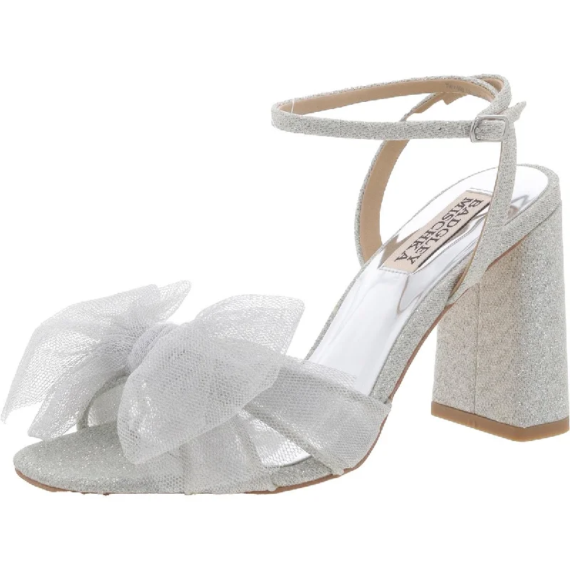 Badgley Mischka Womens Textured Bow Heels