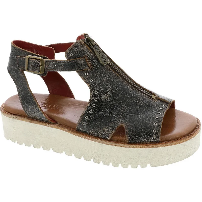 Bed Stu Womens Clancy Leather Cut-Out Platform Sandals