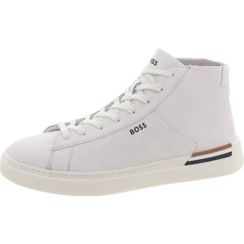 Boss Mens Clint Leather Lifestyle High-Top Sneakers