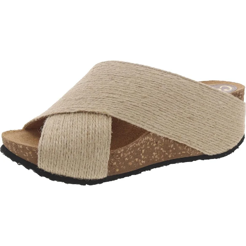 Californians Womens Peep Toe Slip On Wedge Sandals