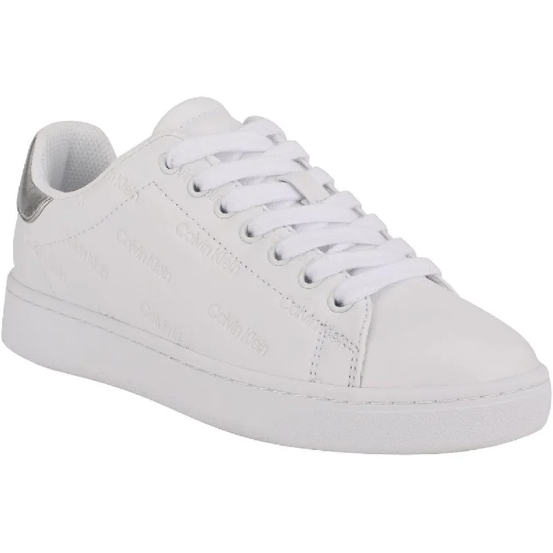 Calvin Klein Womens Faux Leather Logo Casual and Fashion Sneakers