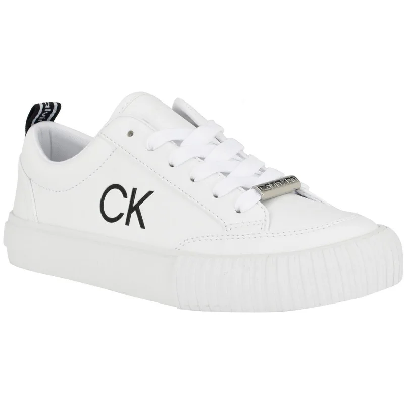 Calvin Klein Womens Lariss Faux Leather Low-Top Casual and Fashion Sneakers