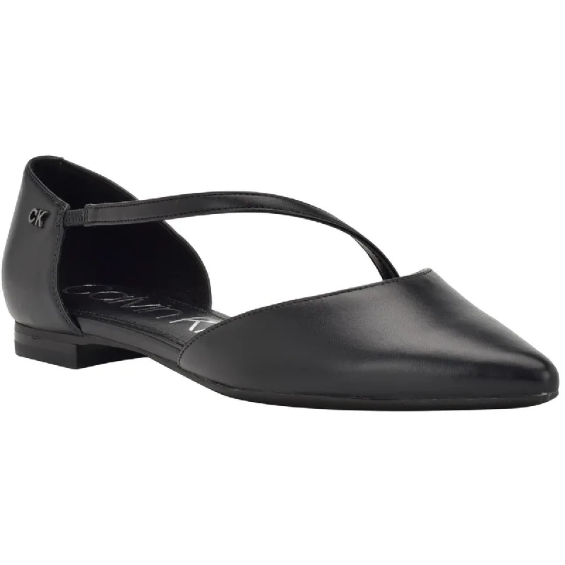 Calvin Klein Womens Sannie Faux Leather Ballet Flats