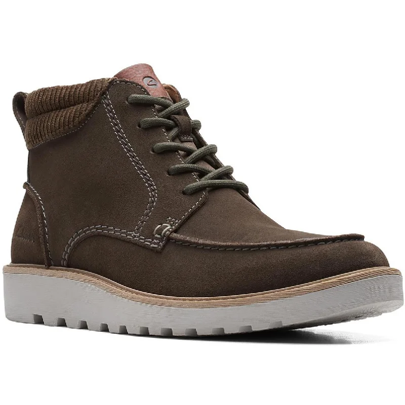 Clarks Mens Barnes Mid Suede Ankle Combat & Lace-Up Boots