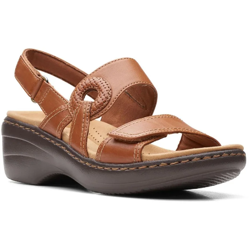 Clarks Womens Merliah Opal Leather O-Ring Wedge Sandals