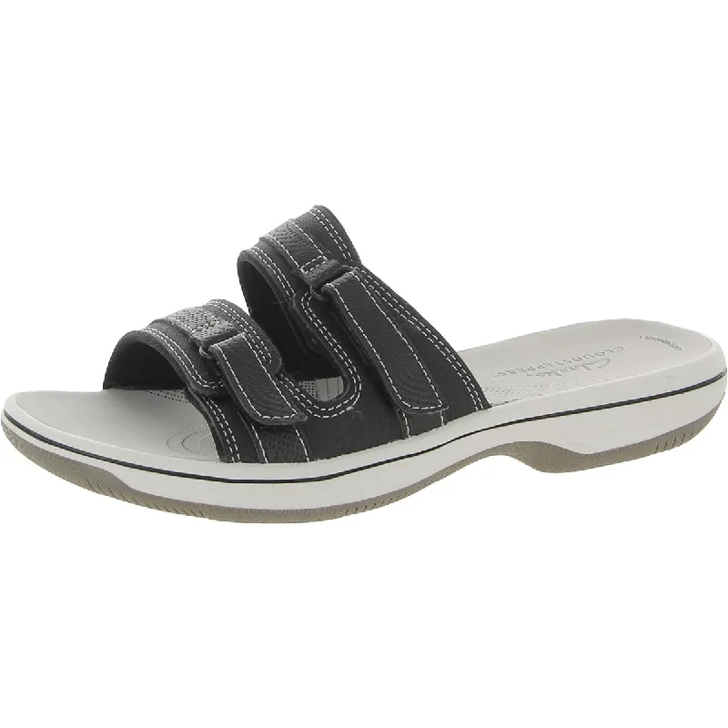 Cloudsteppers by Clarks Womens BreezePiper Faux Leather Cushioned Slide Sandals