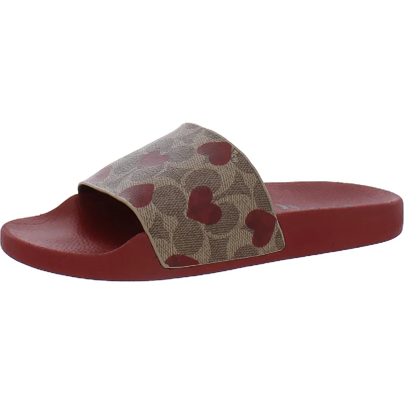 Coach Womens Udele Valentines Printed Embossed Slide Sandals