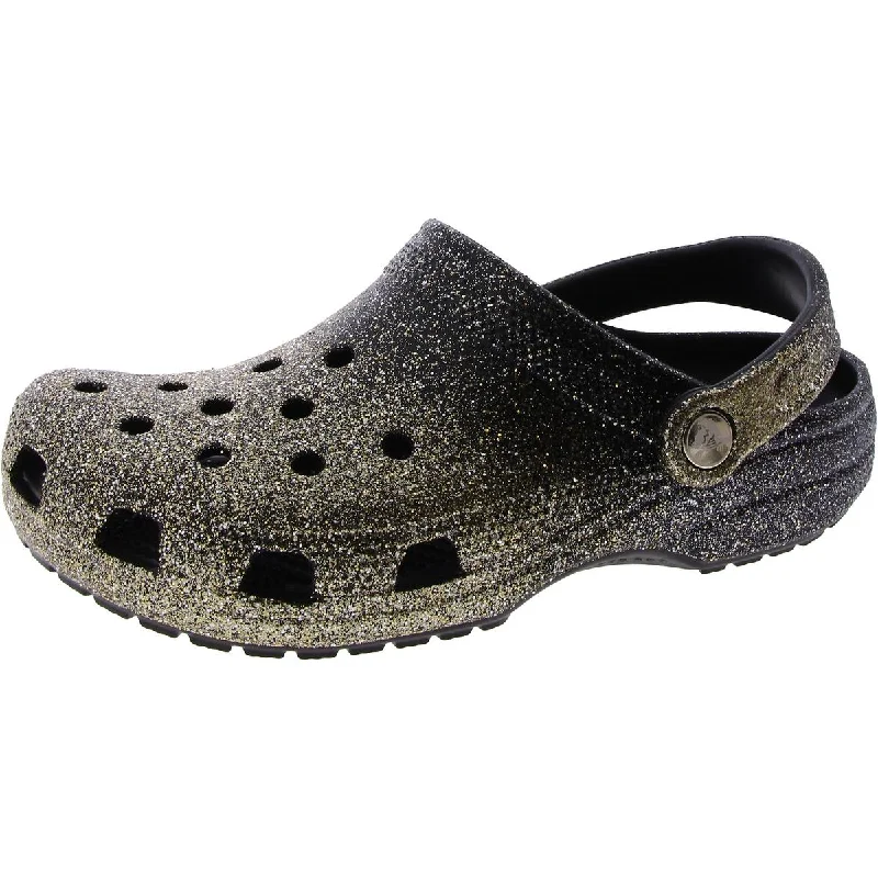 Crocs Womens Slip-On Glitter Clogs