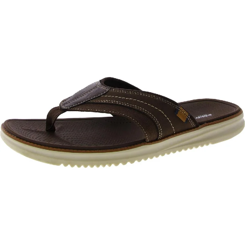 Dr. Scholl's Shoes Mens Sync In Faux Leather Thong Flip-Flops