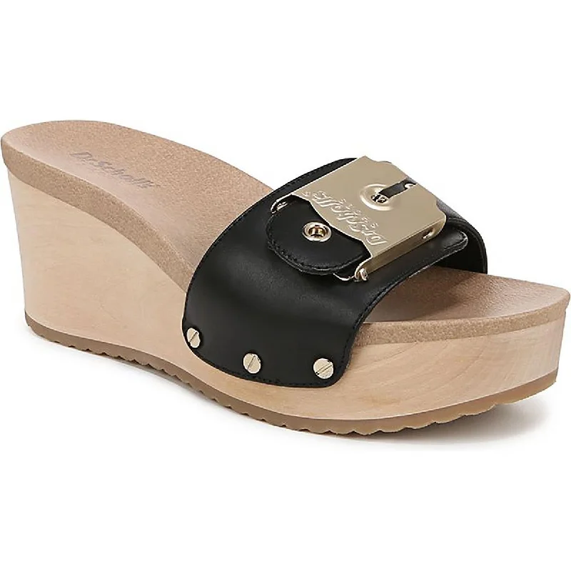 Dr. Scholl's Shoes Womens Original Life Leather Wedge Slide Sandals