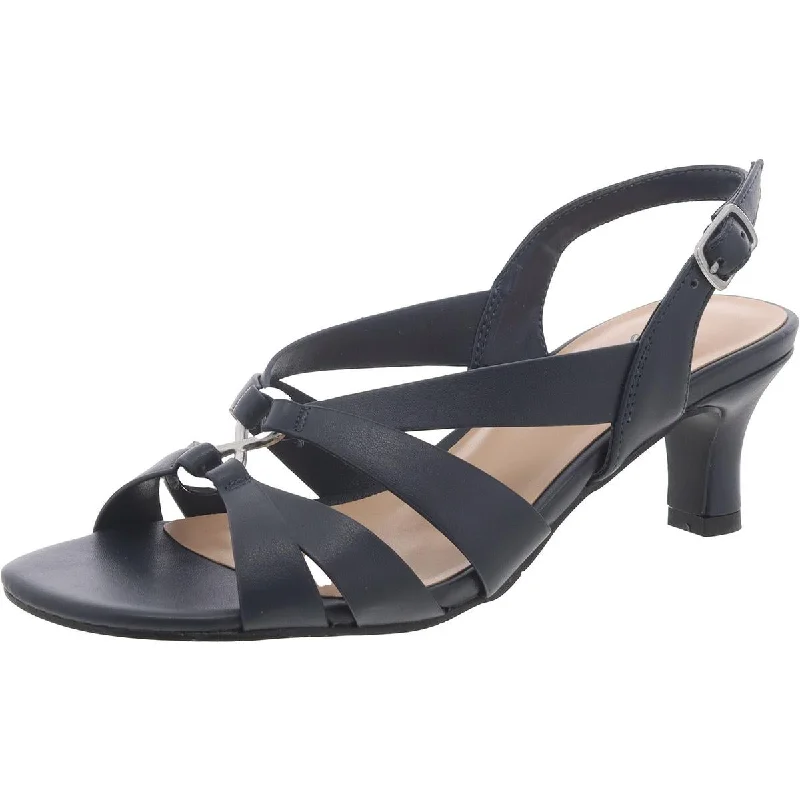 Easy Street Womens Faux Leather Strappy Slingback Sandals