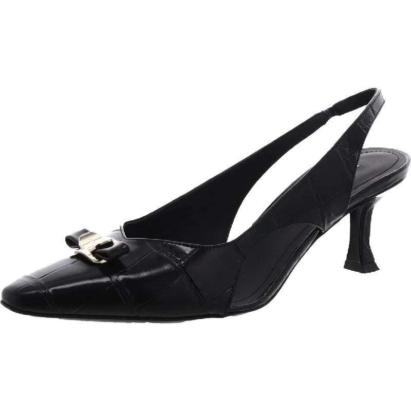 Ferragamo Womens Zarula 55 Faux Leather Embellished Slingback Heels