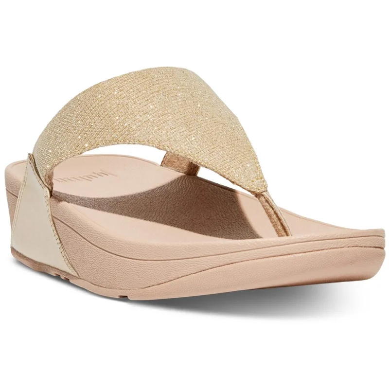 Fitflop Womens Lulu Shimmerlux Metallic Thong Wedge Sandals