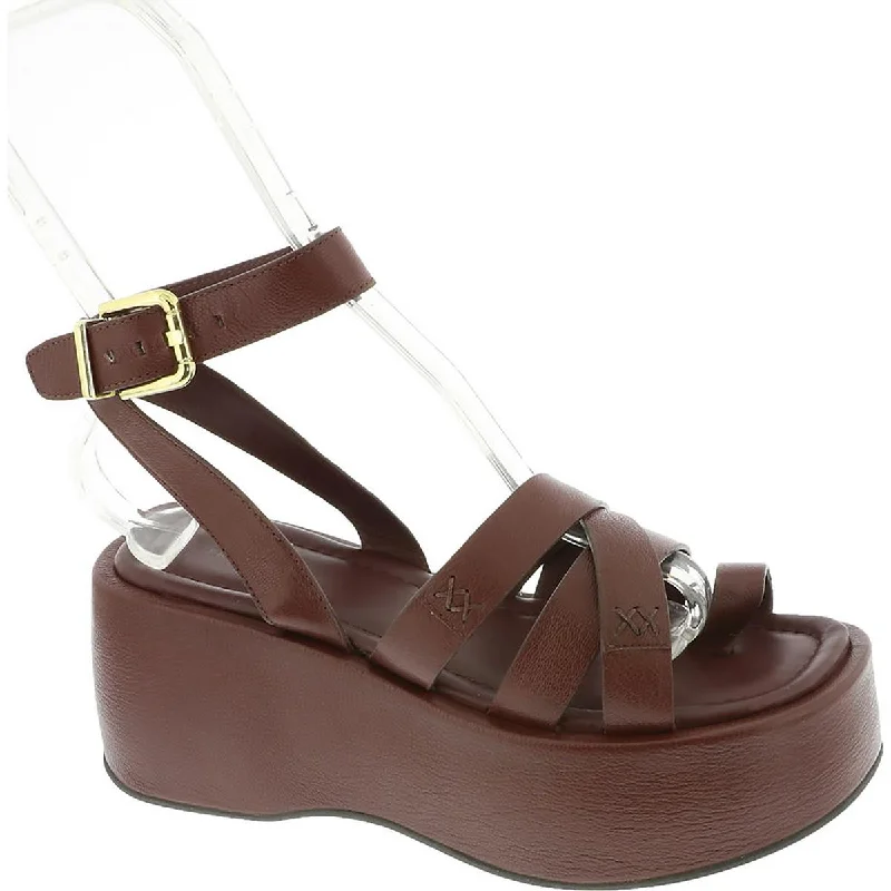 Free People Womens Hazel Toe Loop Ankle Strap Platform Sandals