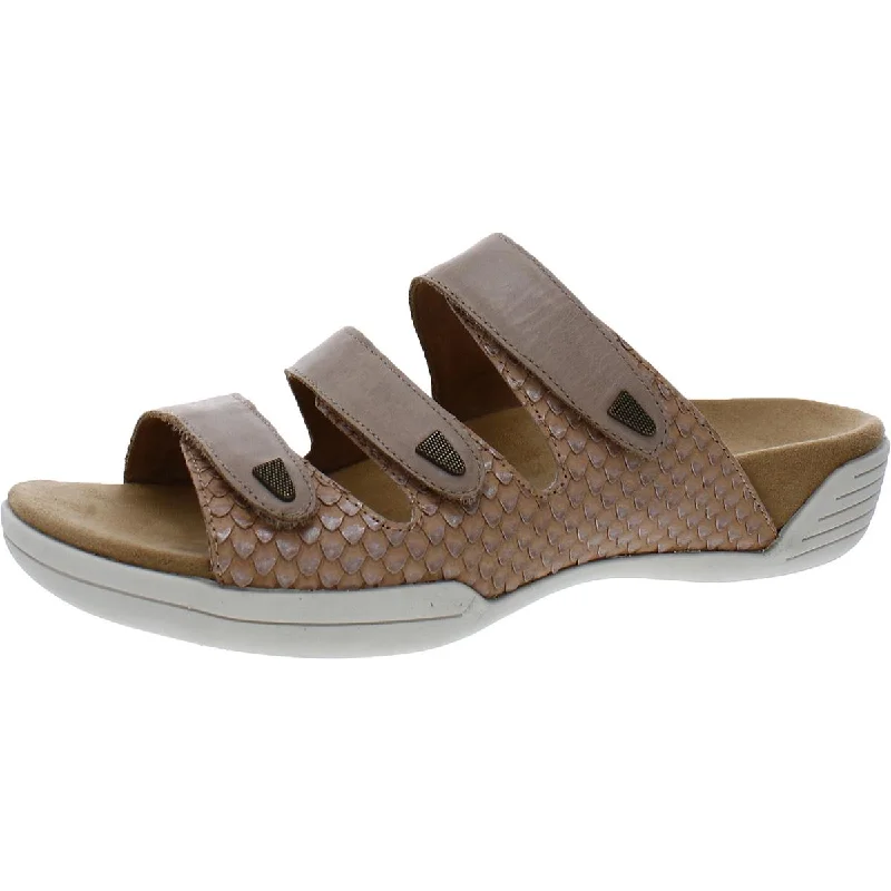 Hälsa Womens Delight Leather Open Toe Slide Sandals