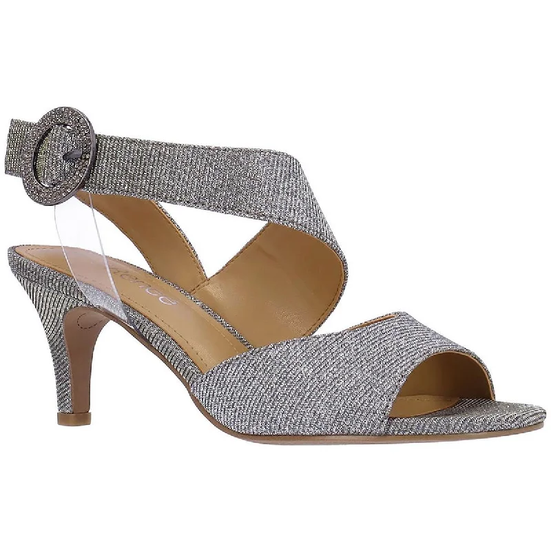 J. Renee Womens Safira Shimmer Ankle Strap Heels