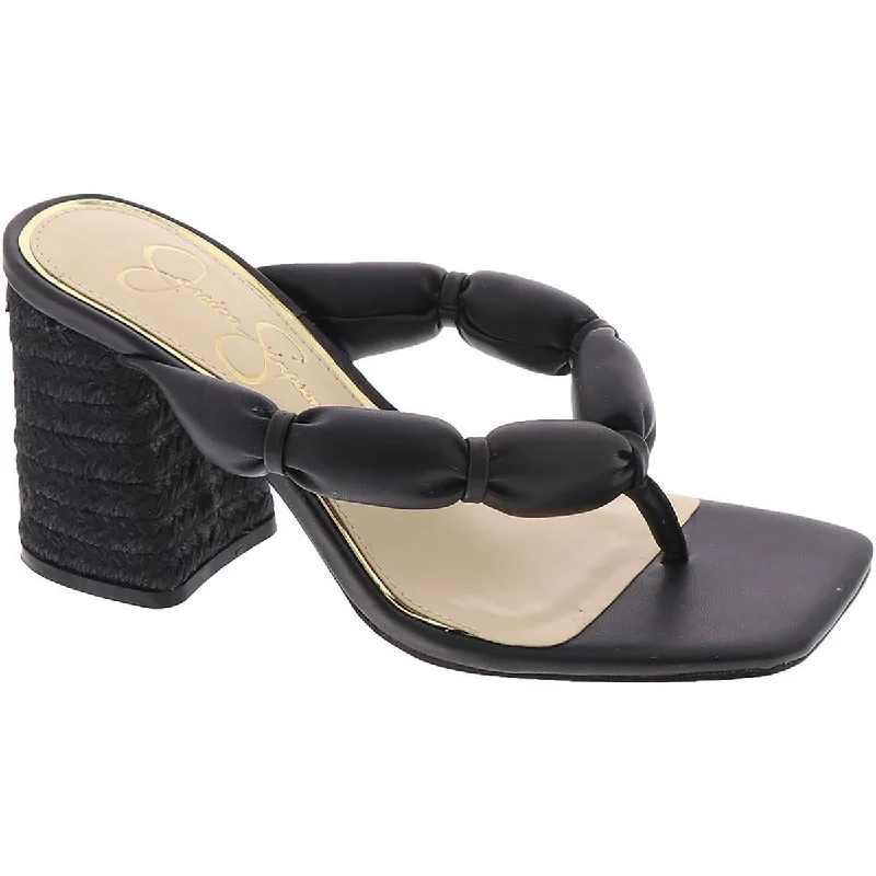 Jessica Simpson Womens Alimpio Faux LEather Square Toe Thong Sandals