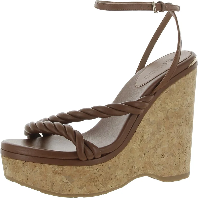 Jimmy Choo Womens Diosa Wedge 130 Leather Ankle Strap Heels