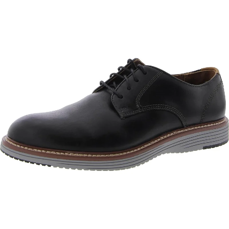 Johnston & Murphy Mens Upton Faux Leather Plain Toe Oxfords