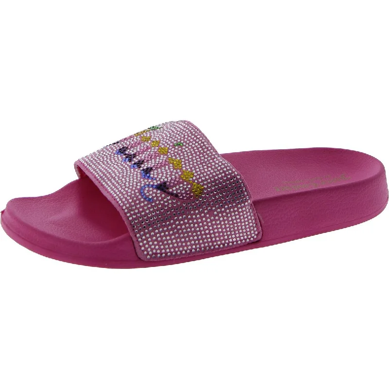 Juicy Couture Womens Logo Slip On Slide Sandals