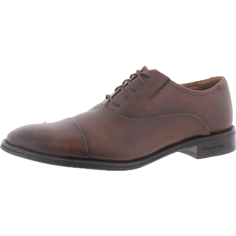 Kenneth Cole New York Mens Tully Lace Up C Leather Cap Toe Oxfords