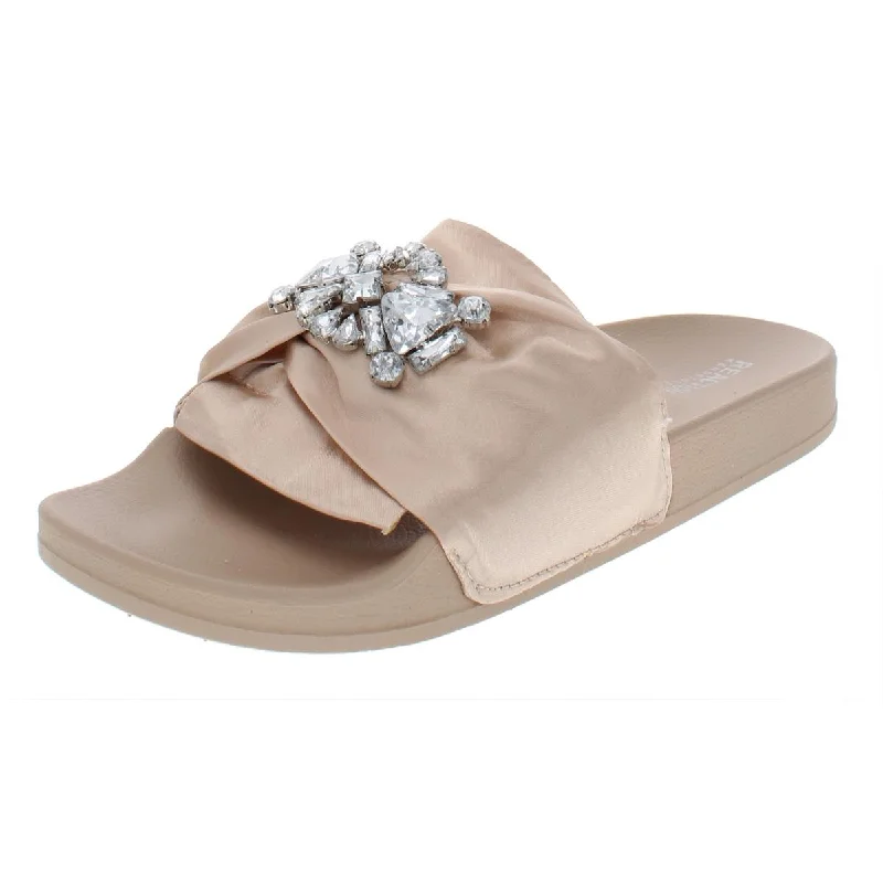 Kenneth Cole Reaction Womens Pool Jewel Satin Embellished Slide Sandals