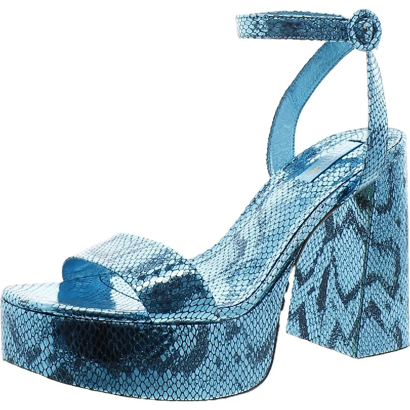 Larroude Womens Snake Print Adjustable Platform Sandals