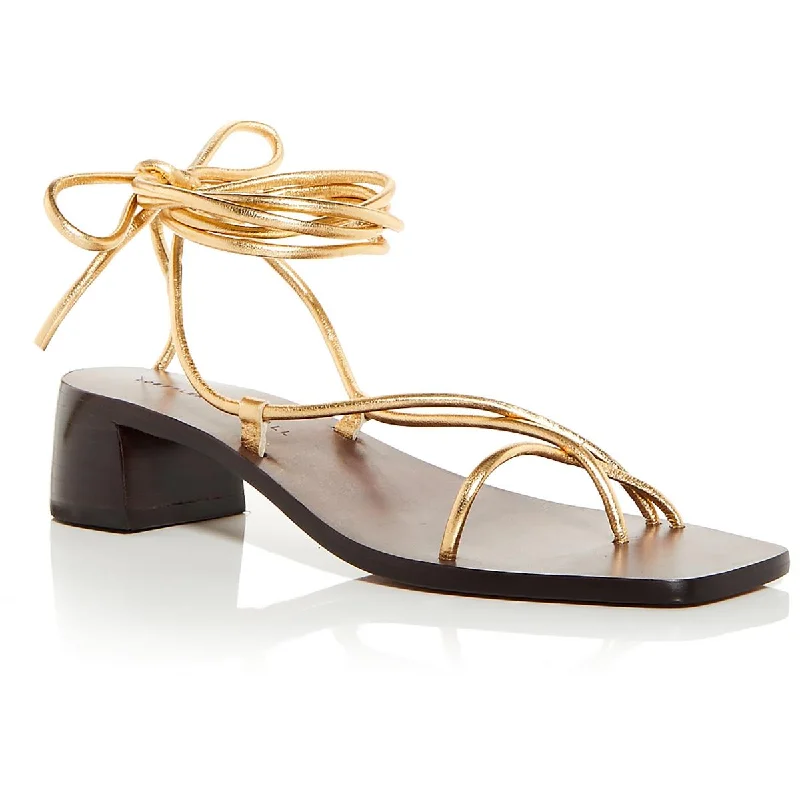 Loeffler Randall Womens Coby Leather Metallic Slingback Sandals