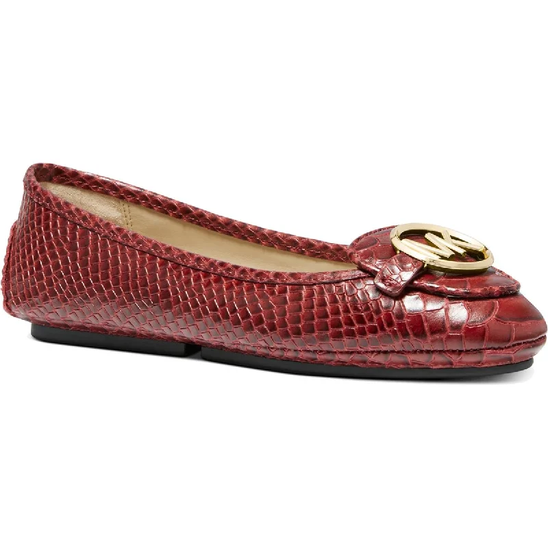 MICHAEL Michael Kors Womens Lillie Leather Embossed Moccasins