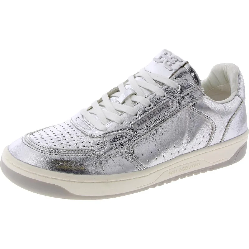 Sam Edelman Womens Harper Faux Leather Metallic Casual And Fashion Sneakers